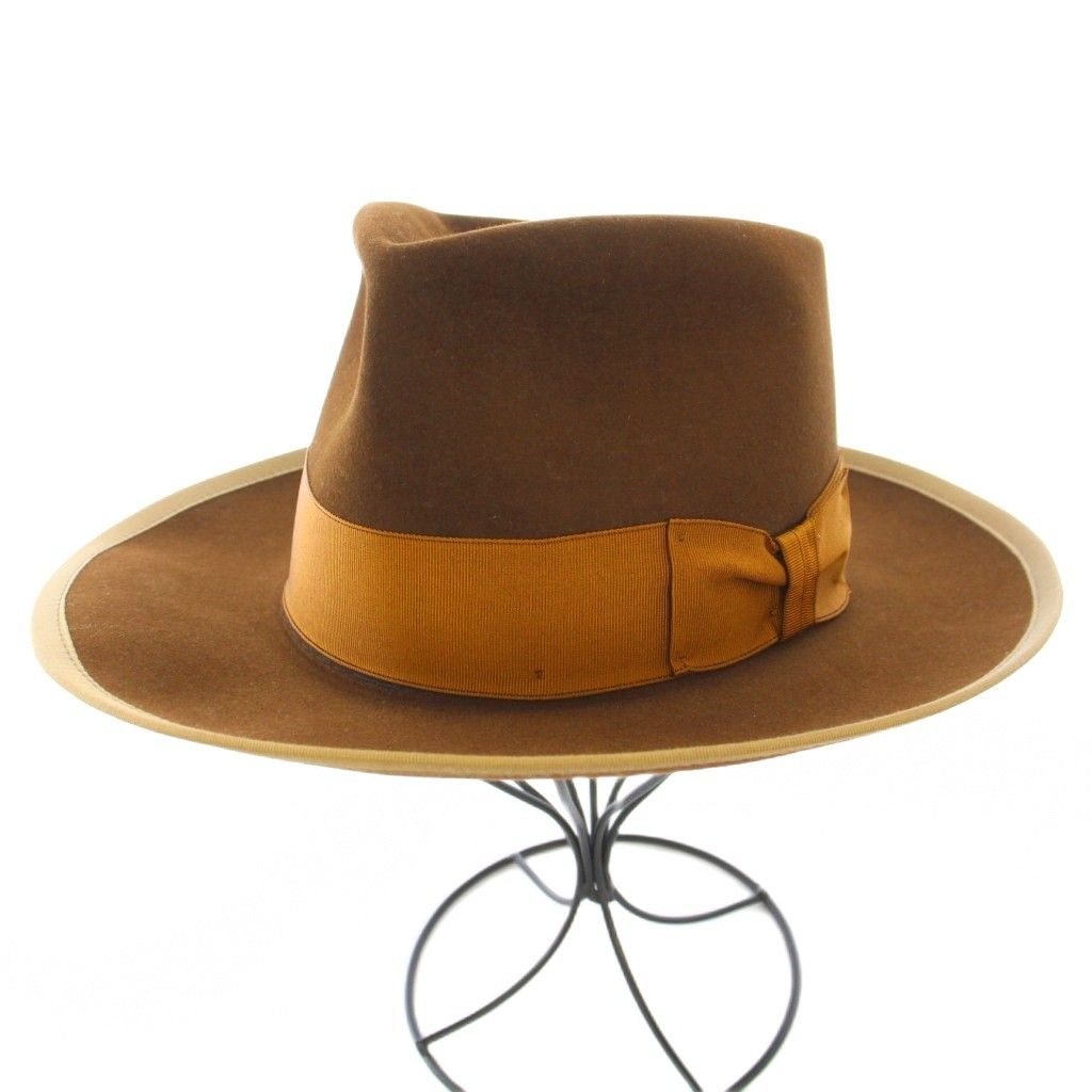 ステットソニアン STETSON STETSONIAN 150TH 記念モデル 非売トランプ付き 中折れ帽 ハット リボン バイカラー ベージュ 茶 ブラウン |BB