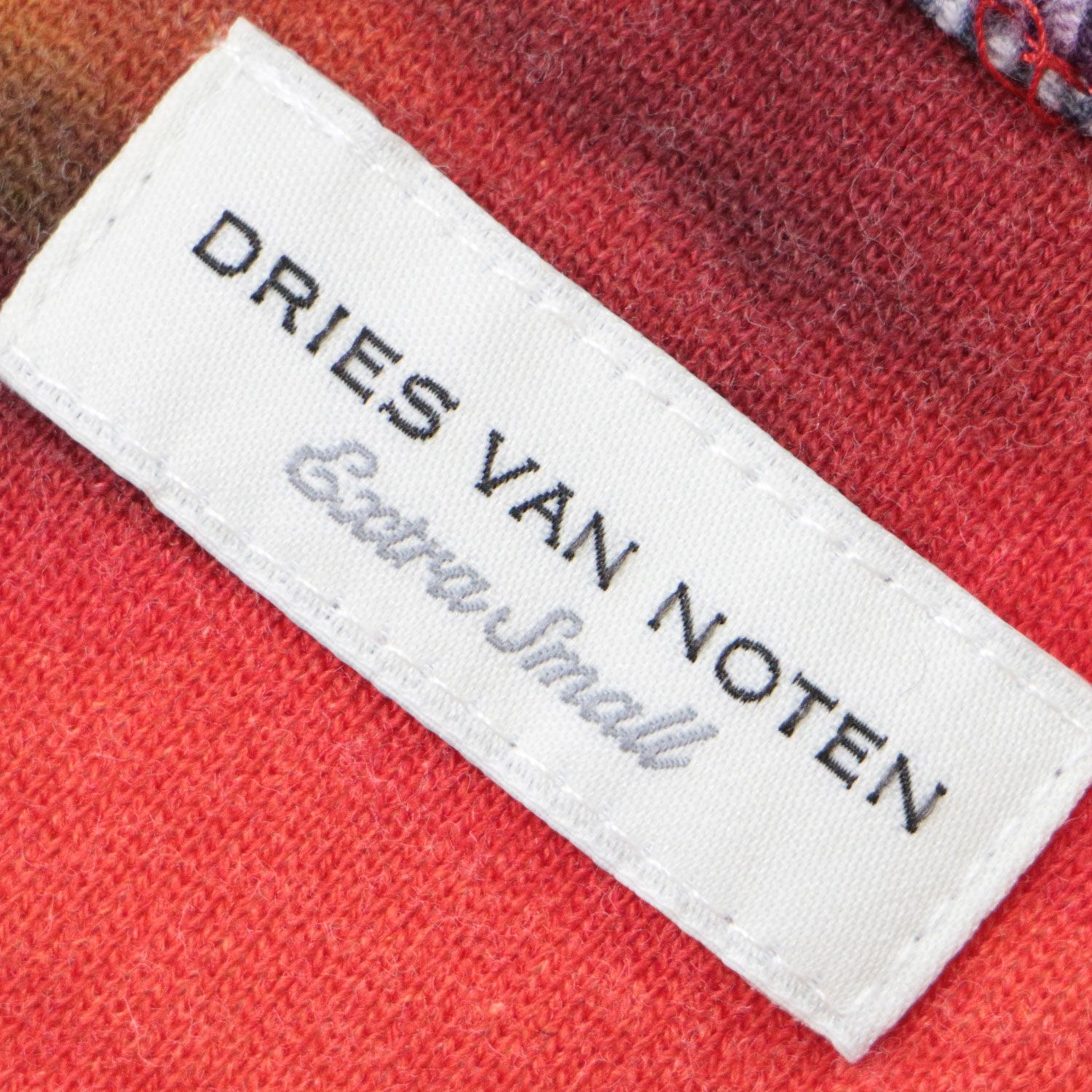 DRIES VAN NOTEN - DRIES VAN NOTEN ドリスヴァンノッテン スウェット トップス プルオーバー レッド系 赤 XS クルーネック 半袖 プリント 柄 コットン 綿 おしゃれ シンプル 着回し 【レディース】【中古】 DRIES VAN NOTEN ドリスヴァンノッテン スウェット トップス