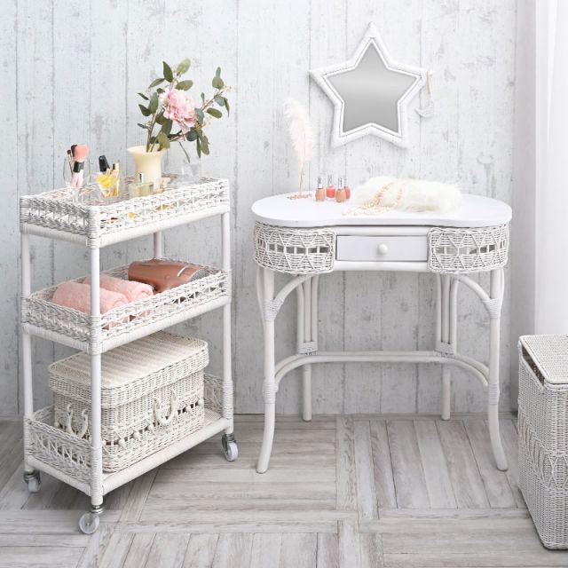 fiore シリーズ ホワイトラタン ランドリーワゴン