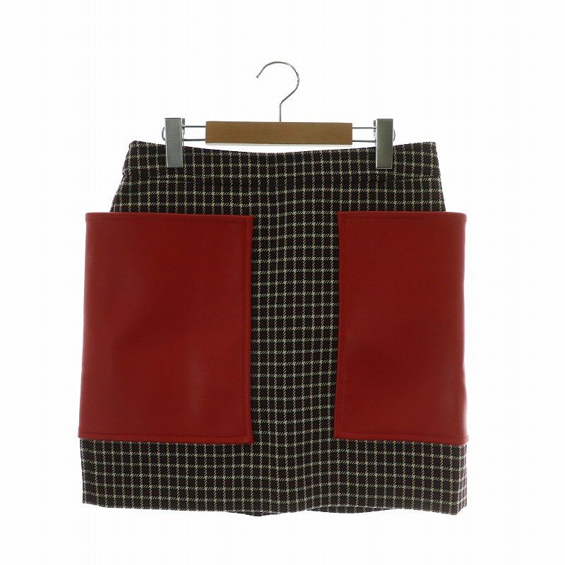 BURBERRY スカート 台形 バーバリー BURBERRY 台形スカート ウール レザー ミニ丈