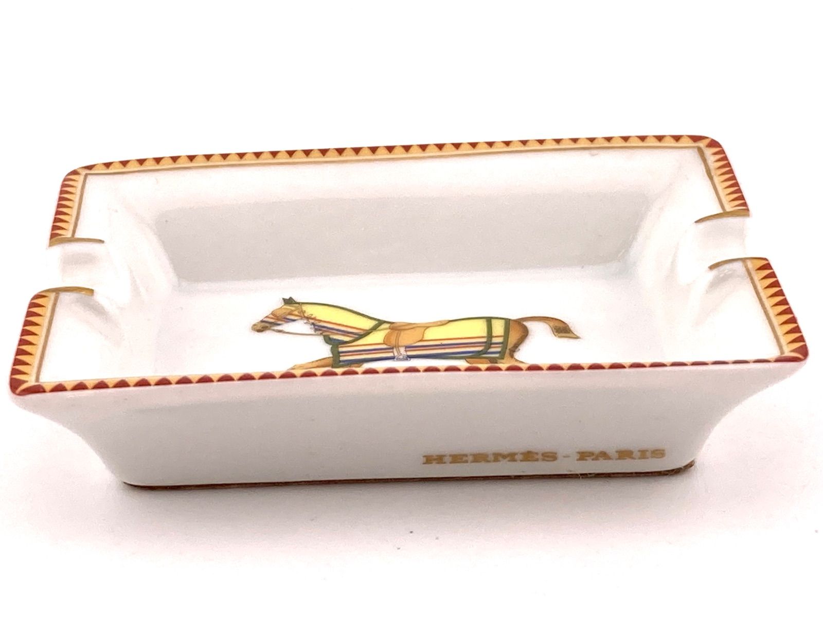 美品 HERMES エルメス ミニ アッシュトレイ 灰皿 馬柄 黄色