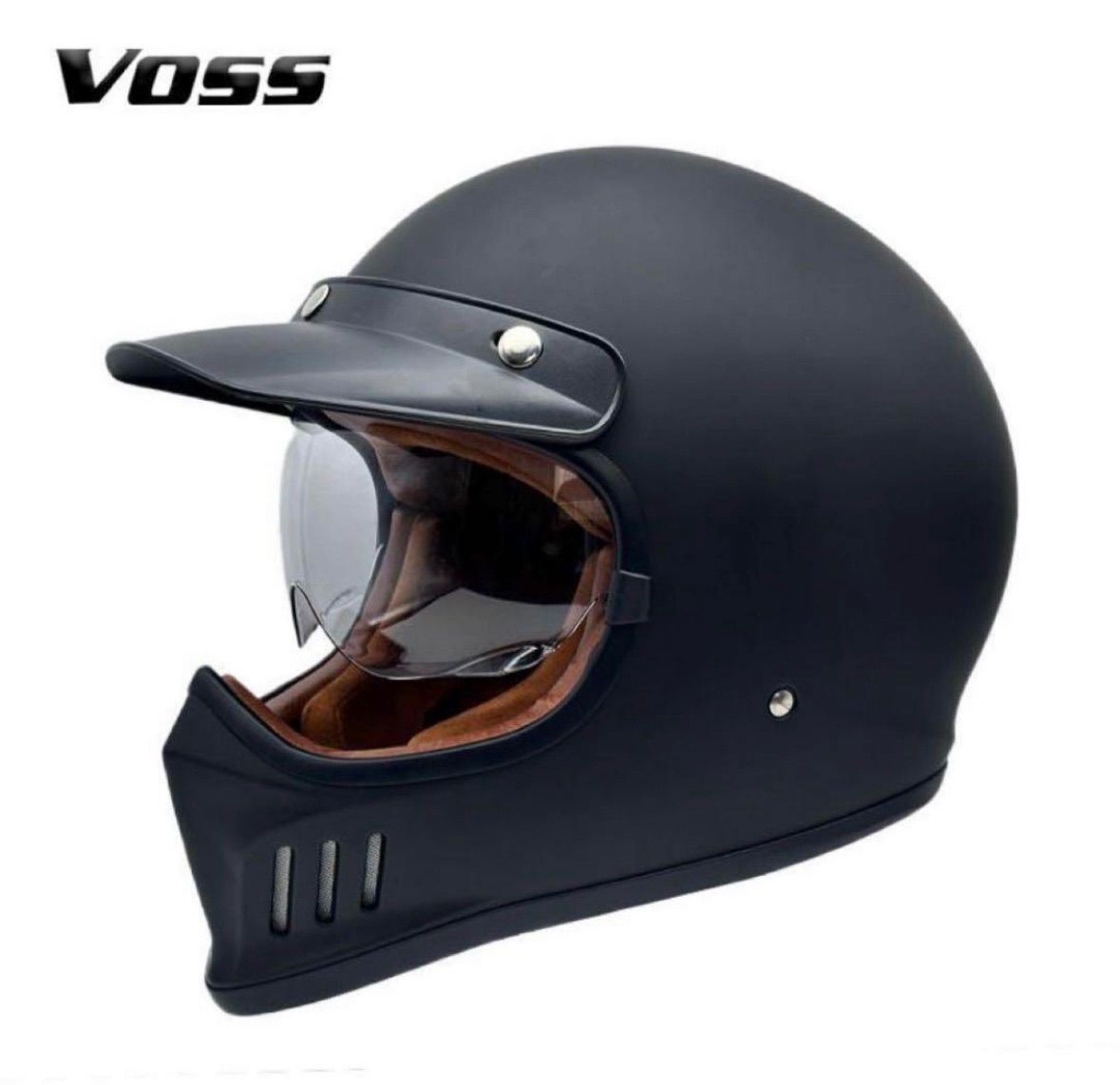 VOSS フルフェイスヘルメット曇り止めクリアレンズ セメントグレー/艶 