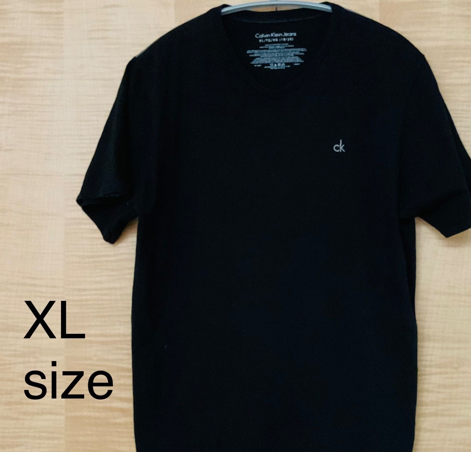 US古着 カルバン・クラインJeans レディスVネック半袖Tシャツ 黒XL