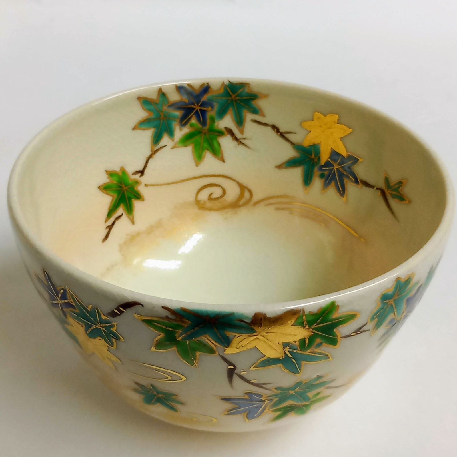 抹茶茶碗 色絵 青楓 橋本永豊作 共箱入 茶盌 茶道具 未使用 - 茶道具