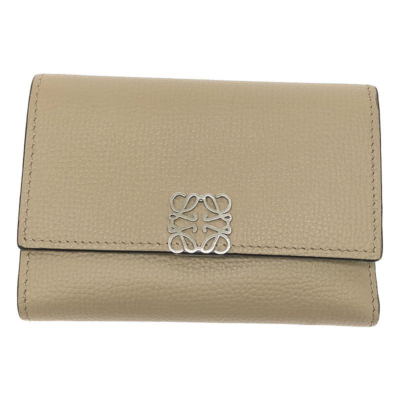 LOEWE | ロエベ | スモールバーティカル レザー アナグラム コンパクトウォレット 財布 | グレージュ | レディース