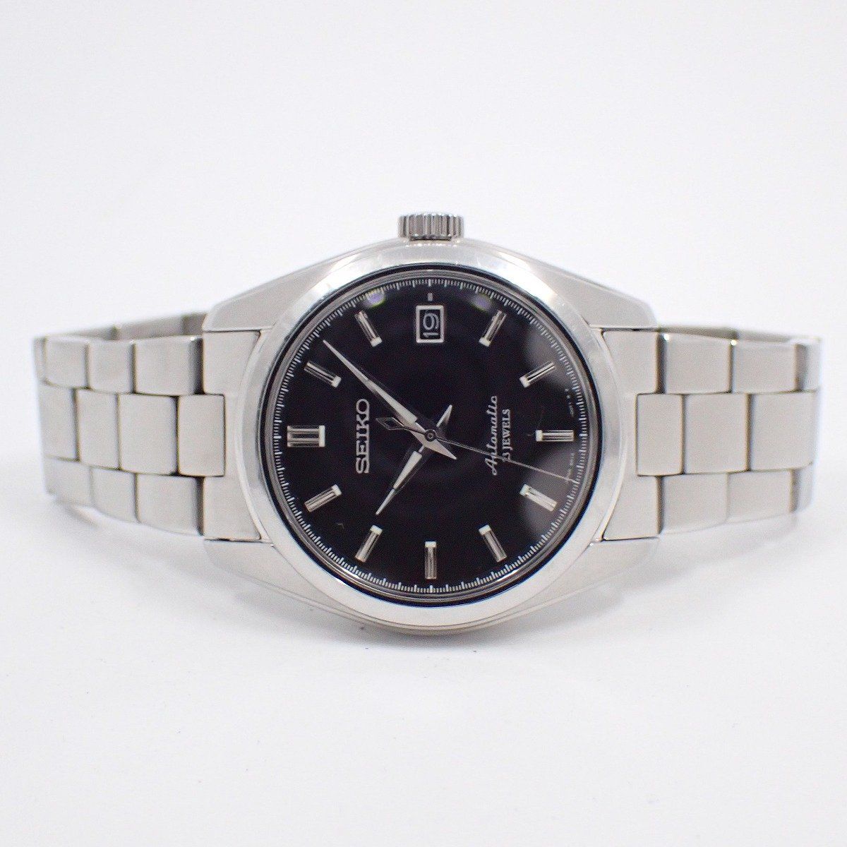 SEIKO セイコー メカニカル 自動巻き メンズ 腕時計 黒文字盤 裏スケ 純正SSベルト SARB033 | 6R15-00C1 いおき質店