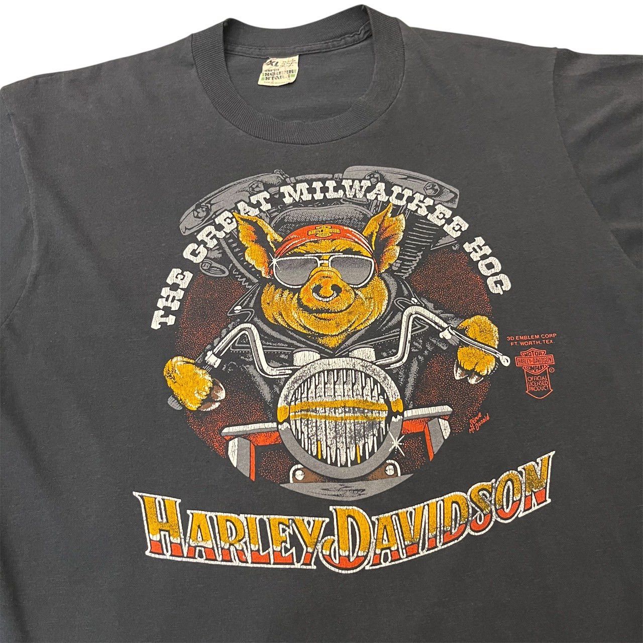 80s ビンテージ ハーレーダビッドソン ブタ 両面プリント T