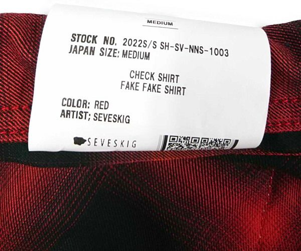 SEVESKIG セヴシブ 22SS FAKE FAKE SHIRT レイヤード デザイン シャツ 長袖 レッド サイズM 正規品 / 27657
