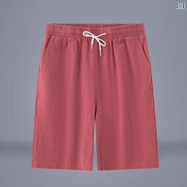 種類12：4XL/C：レッド メンズ ファッション 服 男性用 オシャレ シンプル 大人 かっこいい 大きいサイズ ストリート 紳士服 パジャマ パンツ 夏 綿 薄手 ハーフ ホーム ワインレッドシャツ メンズ コーデ 春&frasl;夏&frasl;秋&frasl;冬40代50代30代に