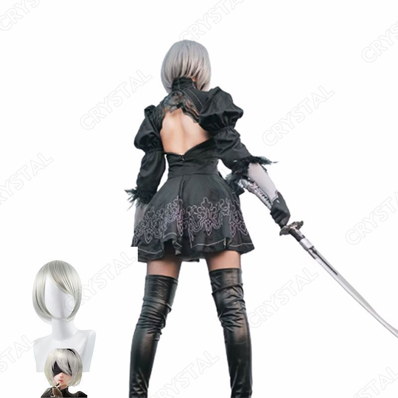 ニーア オートマタ NieR Automata ヨルハ二号B型 2B 全セット ウイッグ付き 手袋 眼帯 カチューシャ ストッキング コスプレ衣装 仮装変装 コスチューム cosplay