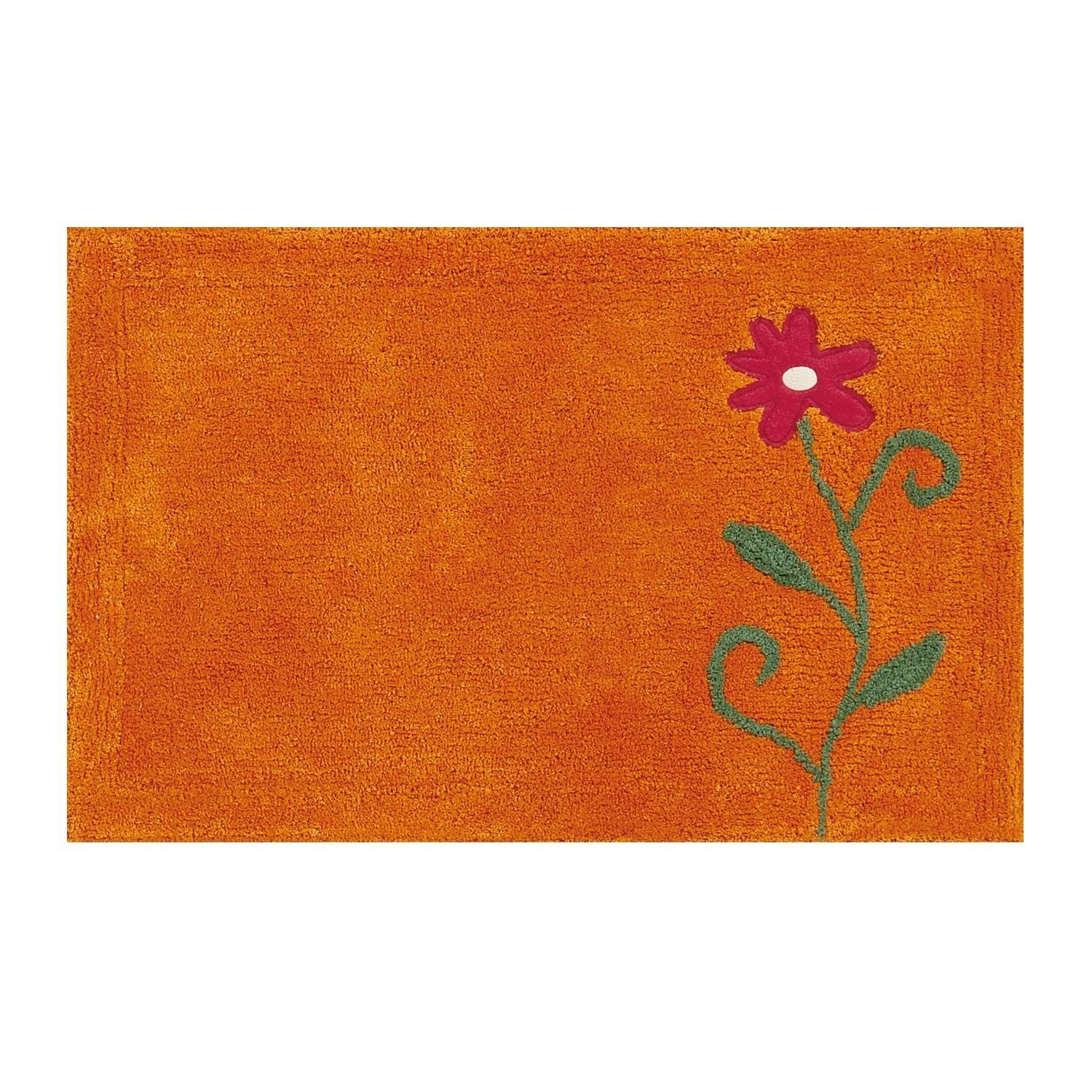 Color オレンジ_Size 洗面マット 約45×70cm sybilla フラワーガーデン バスマット 約45×70cm オレンジ 36310