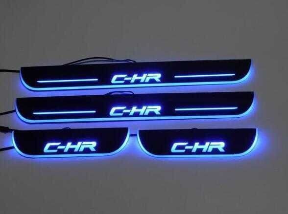 C-HR CHR スカッフプレート 青色 ブルー 流れる LED シーケンシャル 電装 カッコイイ 光る 内装 DIY トヨタ ZYX10 NGX50系