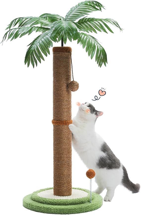 【在庫処分】PAWZ Road 猫 爪研ぎ ヤシの木 爪とぎポール 縦型 高め 高い ココナッツ ココヤシ キャットタワー スリム 2層土台 安定性 人気 おしゃれ かわいい 省スペース 天然サイザル麻紐 お