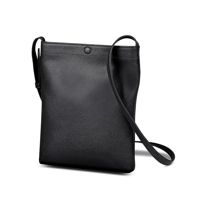 ムラ メンズ サコッシュ 軽量 タテ型 薄型 本革 マグネットボタン付 ブラック