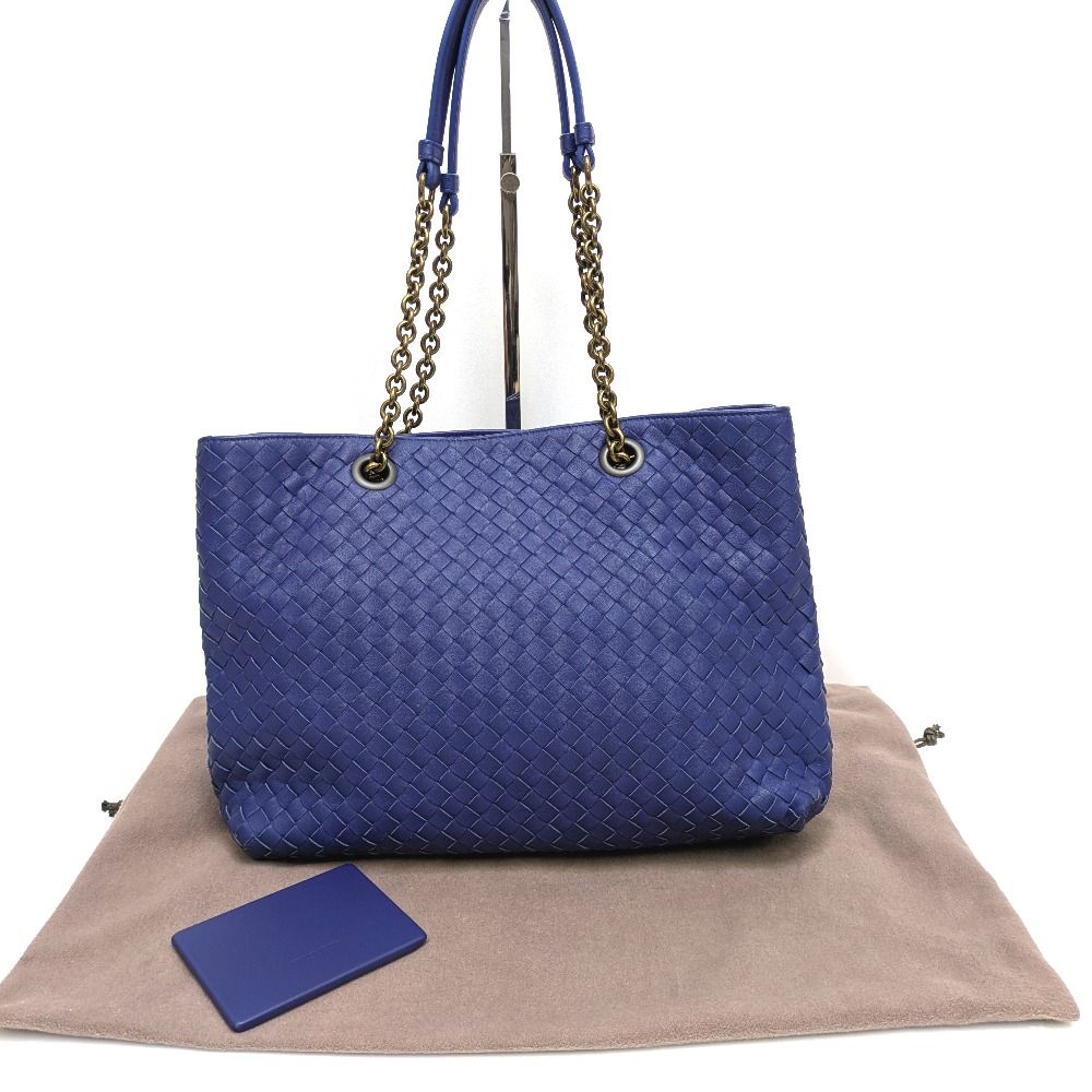 Dz805871 ボッテガヴェネタ ショルダーバッグ チェーン ミディアム トートバッグ イントレチャート 428052 ブルー系 レディース BOTTEGAVENETA