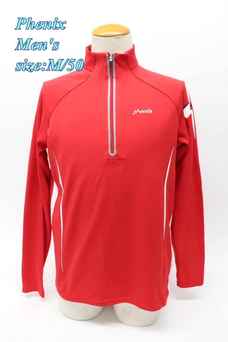 Phenix フェニックス メンズ ジップアップシャツ M|50 レッド EYD1811 スポーツ トップス R2505-137