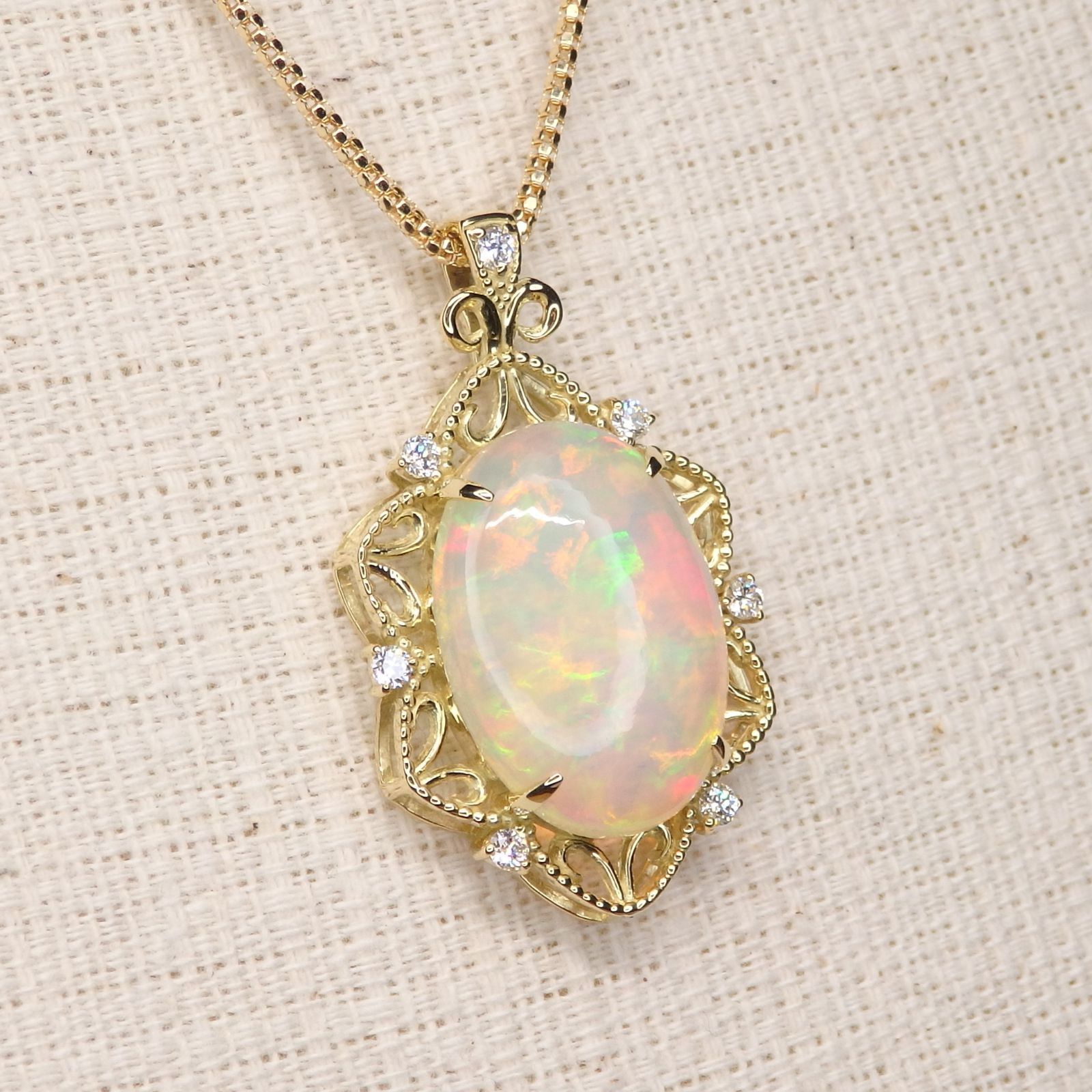 ⭐︎HＬ⭐︎ トリプレットオパールペンダントトップ K18 ゴールド オパール ペンダントトップ 5.38ct D0.17ct Z5377