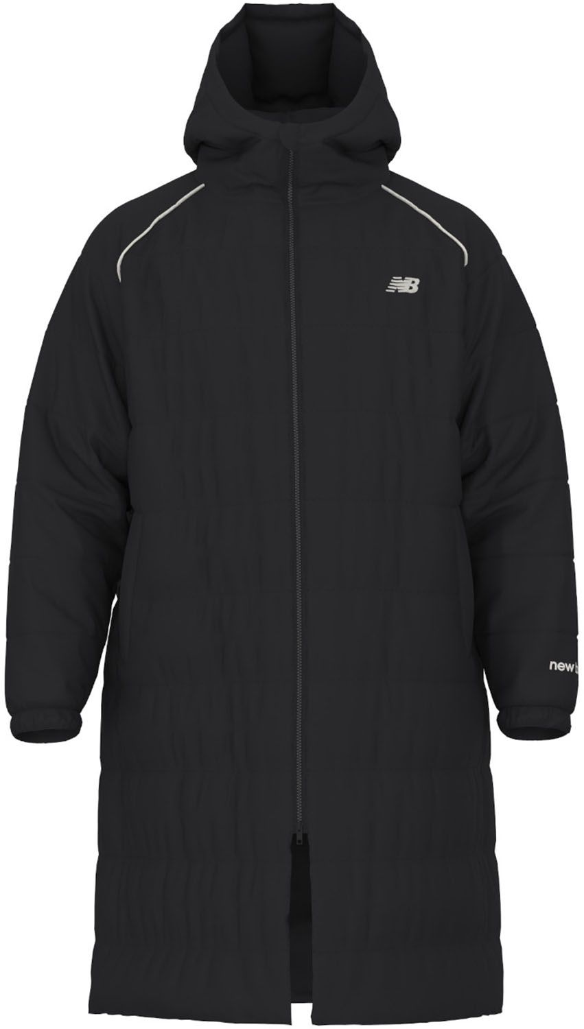 ニューバランス New Balance 53 パデッドコート ロング メンズ ロングコート 防寒 保温性 暖かい スポーツ観戦 移動着 丈長い ポリエステル 上着 アウター 部活 クラブ AMJ53173 BK ブラック