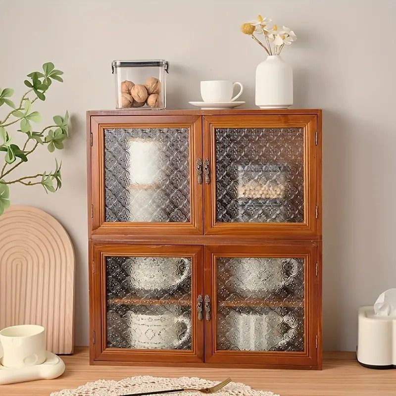 木製キャビネット 小さい食器棚 棚 ミニ食器棚 収納ボックス ミニチェスト キャビネット 食器棚