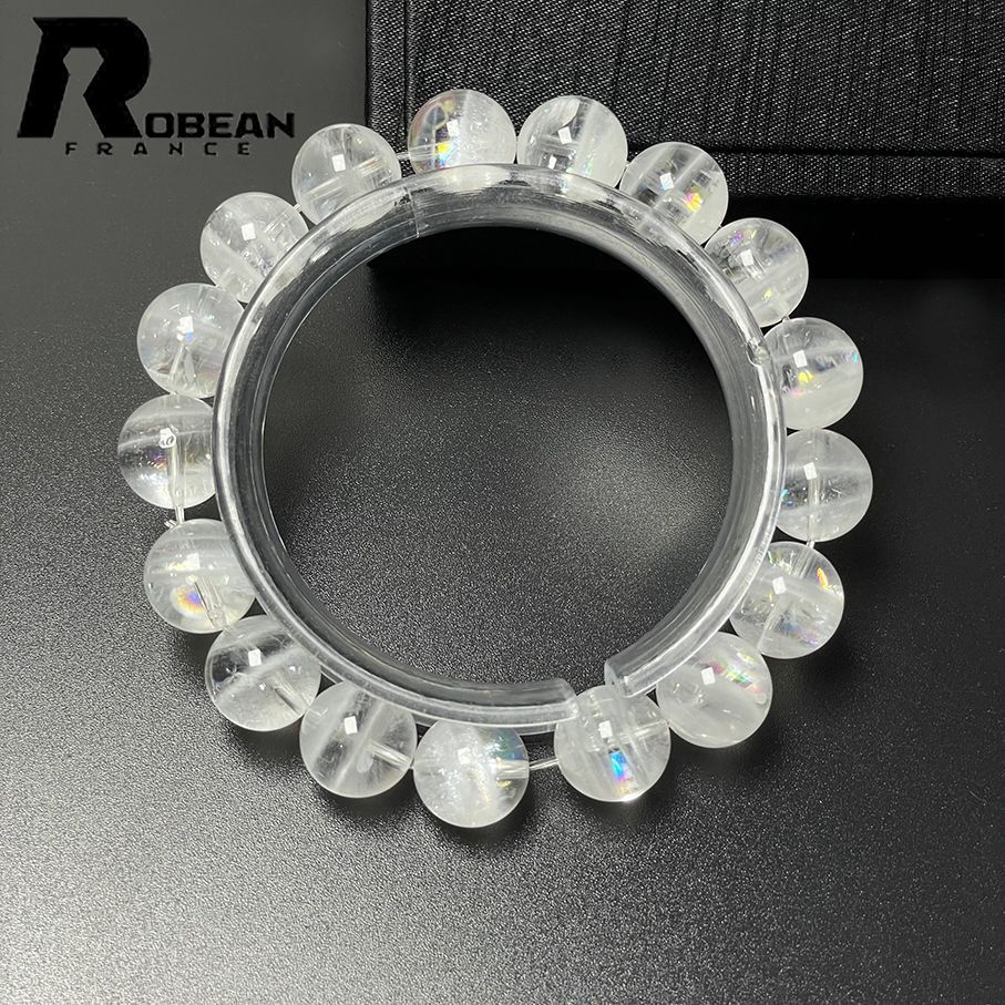 レア EU製 定価13万円ROBEAN・レインボーホワイトガーデンクォーツ庭園水晶ブレス パワーストーン 幸運 お守り ギフト プレゼント 約12-12.4mm L0207037