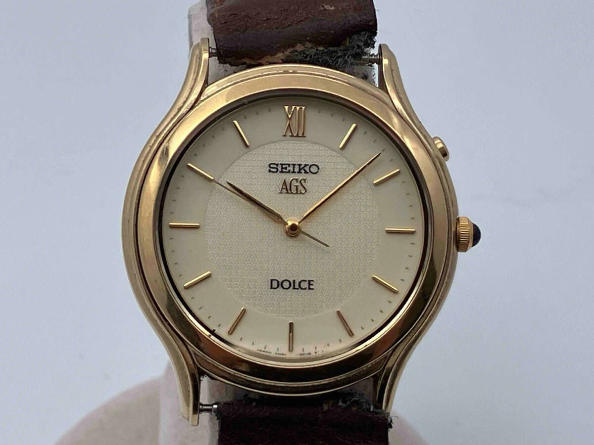 【ジャンク】SEIKO DOLCE 4M21-0B70 文字盤ゴールド 腕時計　ベージュ文字盤