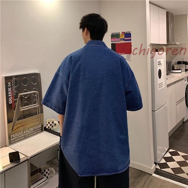 アロハシャツ 半袖シャツ メンズ デニムシャツ ボタンダウン