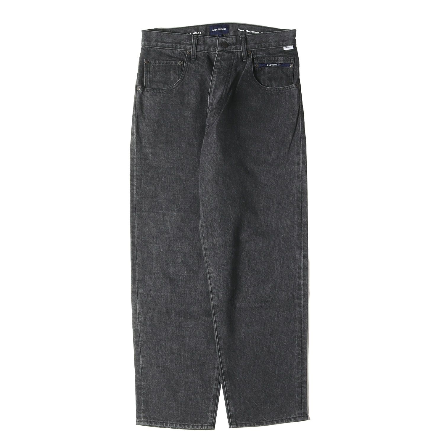 DESCENDANT ディセンダント パンツ サイズ:1 / 21AW Ron Herman ヴィンテージ加工 ワイド テーパード デニムパンツ (1995 BAGGY JEANS) / ブラック 黒 / ボトムス ジーンズ ジーパン / コラボ【メンズ】【中古】【美品】【K4421】 美品】DESCENDANT ディセンダント パンツ サイズ:1 / 21AW Ron Herman