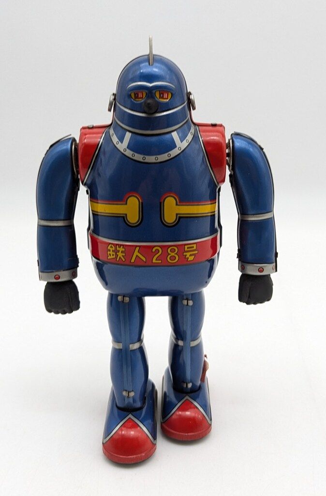 大阪ブリキ ゼンマイブリキ 鉄人28号 ブルーメタリック NO.1 ゴム手 ゴム鼻 190mm