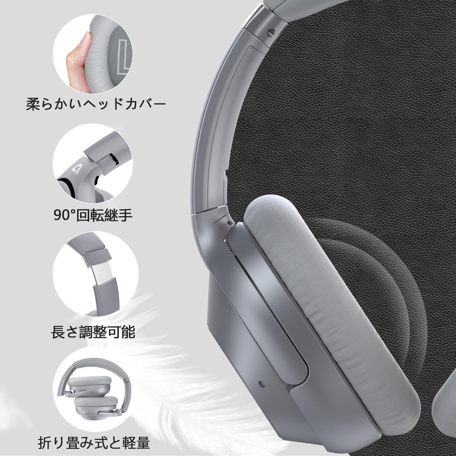 数量限定】ワイヤレス ヘッドホン ノイズキャンセリング ハイブリッド アクティブ ヘッドフォン bluetooth5.2 最大75時間連続再生  E500 軽量 ハイレゾ AAC アクティブ ANC マイク付き 無線 Ankbit 3.5mm AUX 有線 両 - メルカリ