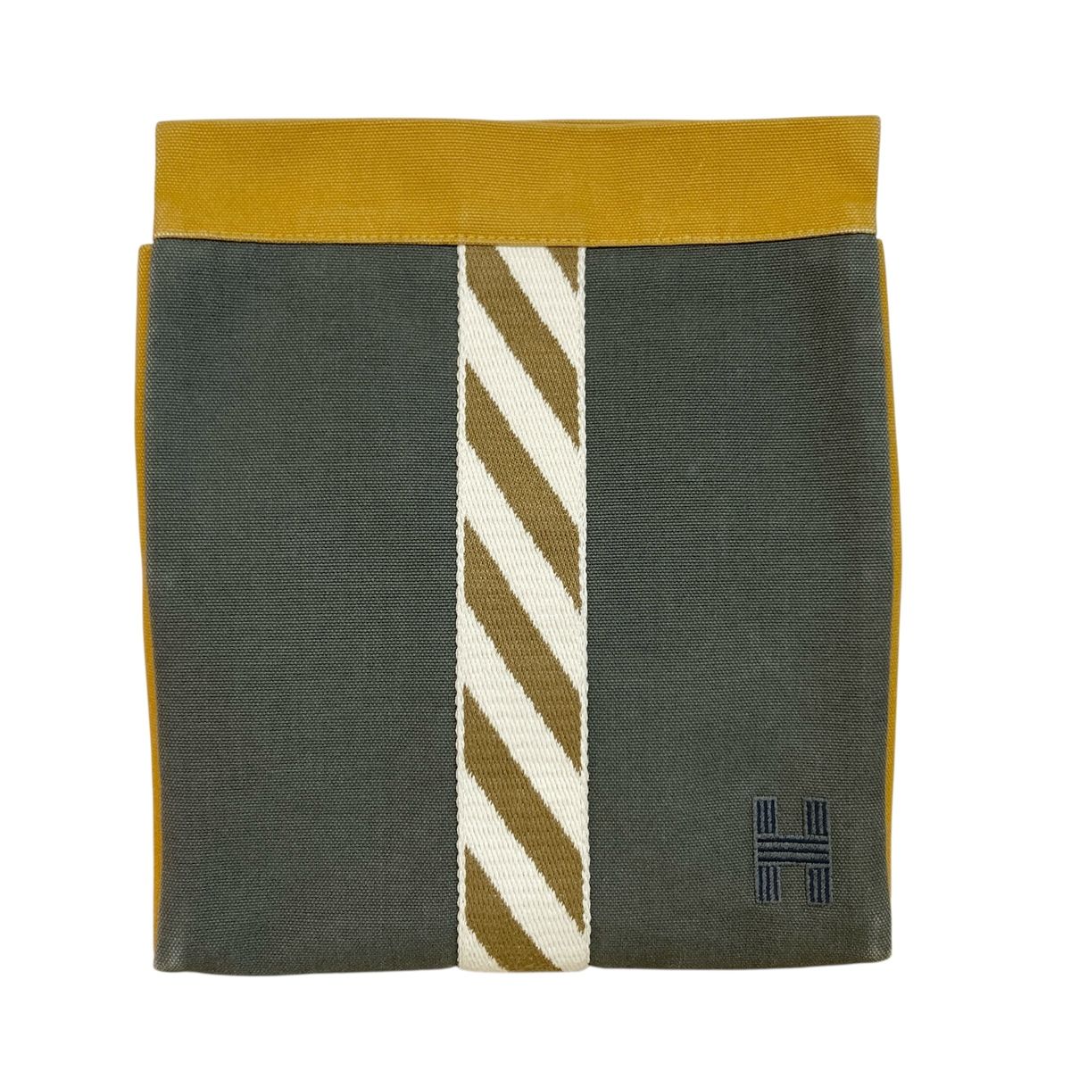 HERMES エルメス クラッチバッグ ジメトゥジャンピング ポーチ ユニセックス コットン グレー|ブラウン|キャメル