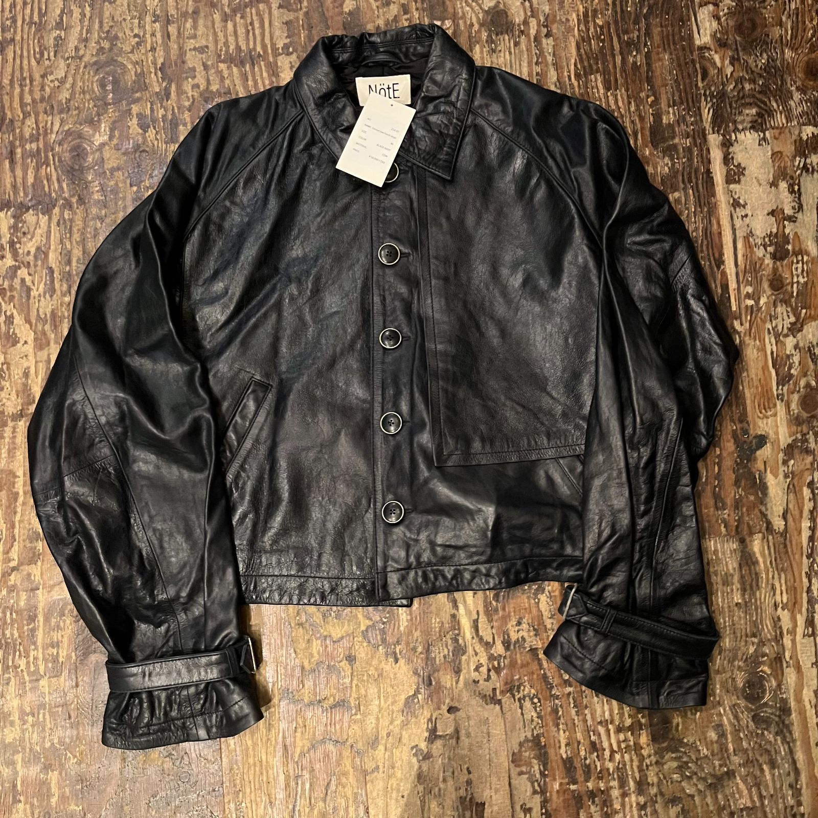 NotE ノート 21AW Contrast over trench single レザージャケット ブラックネイビー size46 21A-01 代官山04