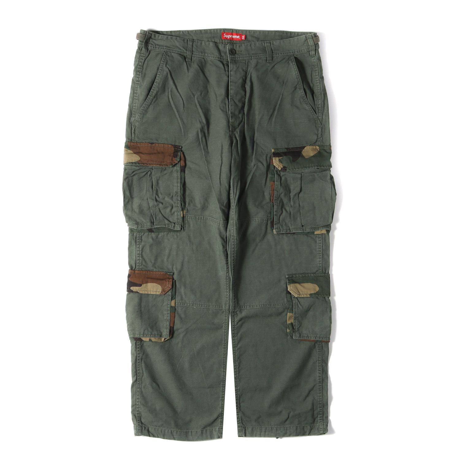 美品 Supreme シュプリーム パンツ サイズ:34 22SS カモフラージュ ポケット ミリタリー カーゴパンツ Cargo Pant オリーブ 迷彩 ボトムス ズボン【メンズ】