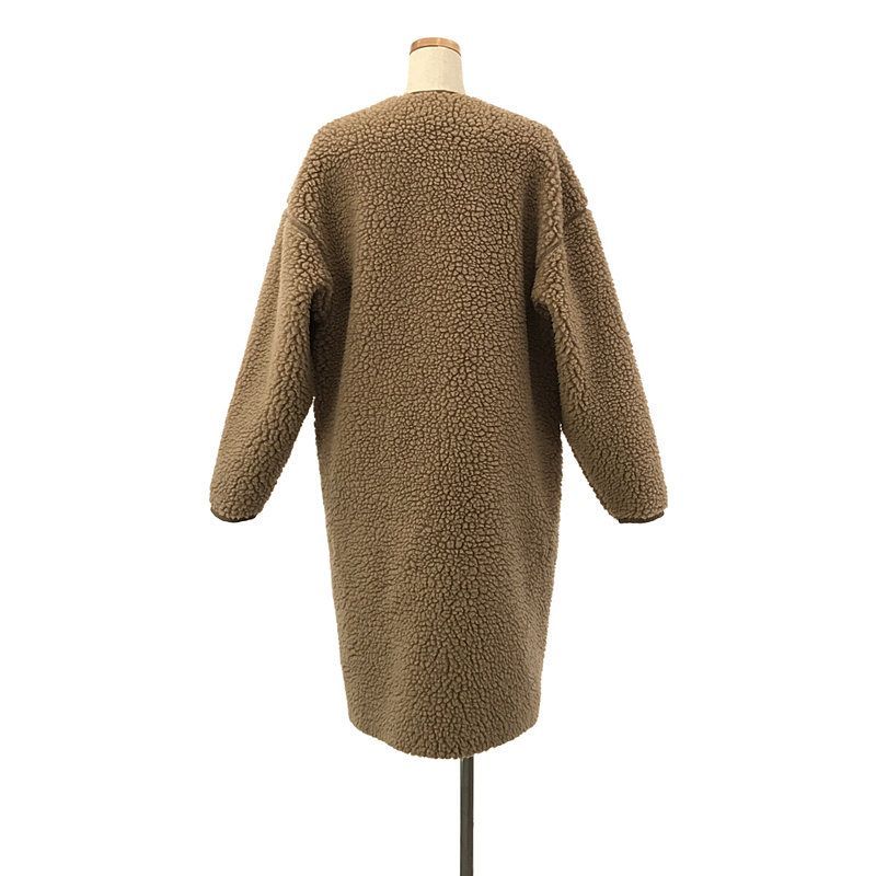 HYKE / ハイク | FAUX SHEARLING COAT / ノーカラー ボアコート