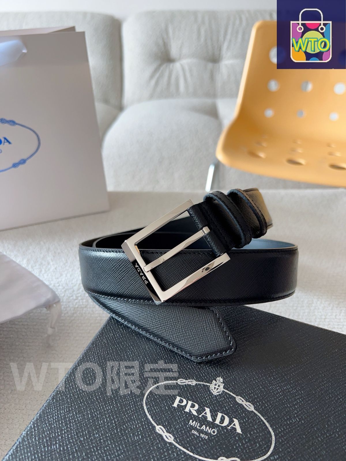 PRADA ベルト 2CS114 2A7P レザー トライアングルロゴ 今日WTO】Prada