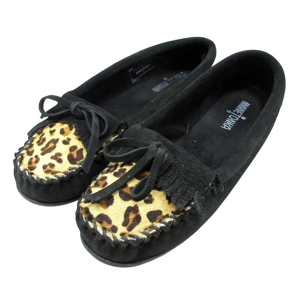 良品 Minnetonka ミネトンカ ハラコ レオパード モカシン