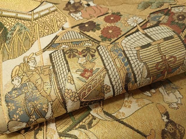平和屋着物▽佐賀錦 全通全景袋帯 洛中洛外図 金糸 引箔 正絹 平和屋着物▽佐賀錦 全通全景袋帯 洛中洛外図 金糸 引箔 正絹