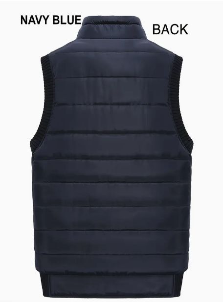 ダウンベスト ベスト メンズ 冬 春 秋 暖かい 大きいサイズ フリース裏地 厚手 パファー ジャケット ジッパーディテール付き カジュアル スタンド アウター アウター 作業着 おしゃれ インナー 防寒 かっこいい メンズベスト ネイビー
