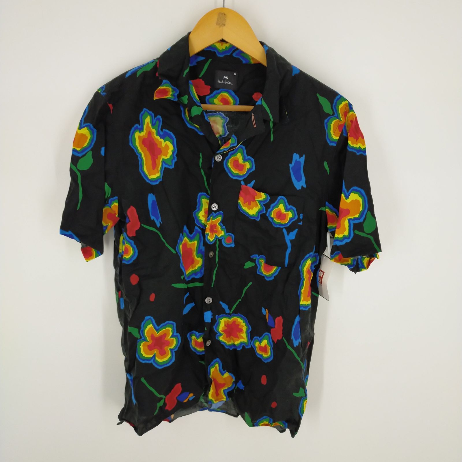 美品 PS Paul Smith HEAT MAP FLORAL プリントシャツ Paul Smith Heat Map Floral Short Sleeve Shirt | Black | M2R