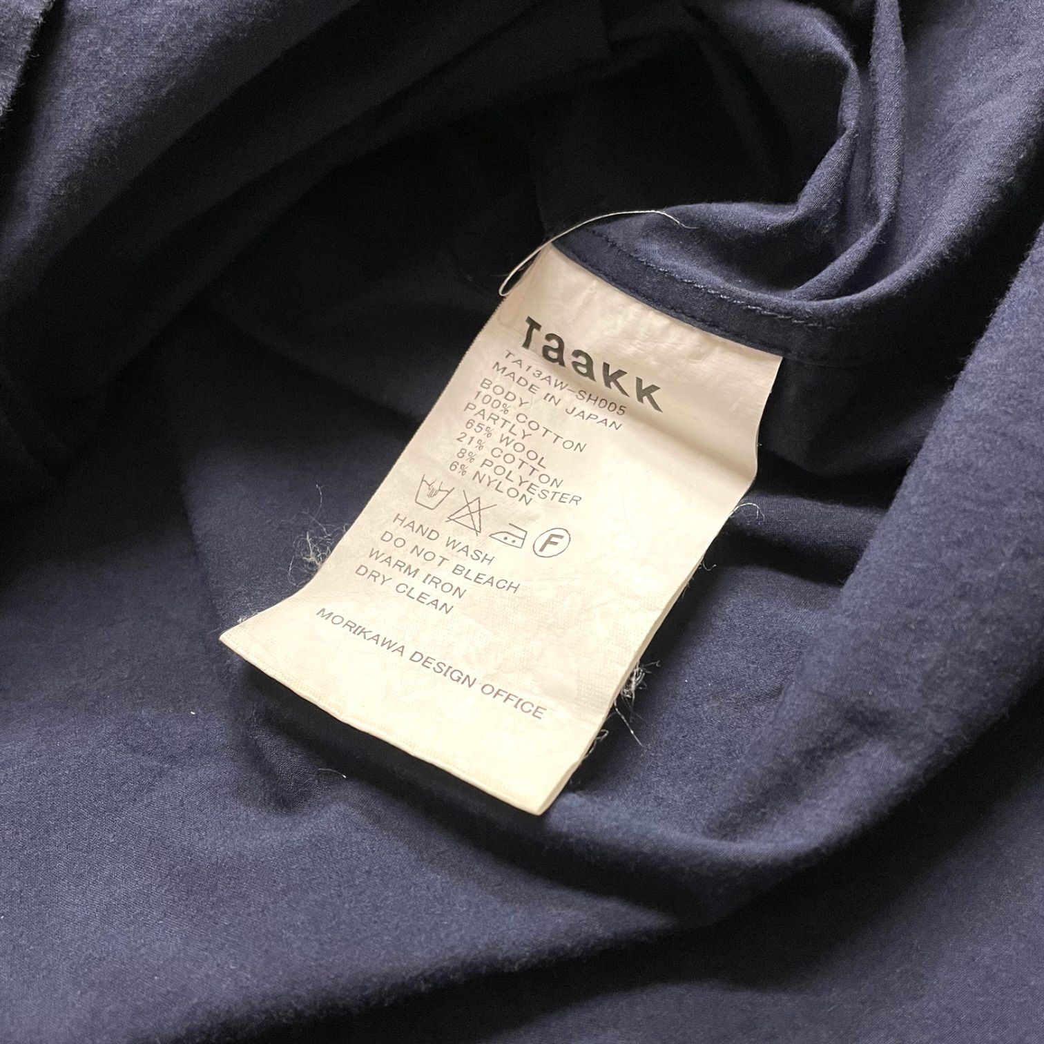 中古品】Taakk ターク 13AW 比翼 シャツ スタンドカラー マオカラー