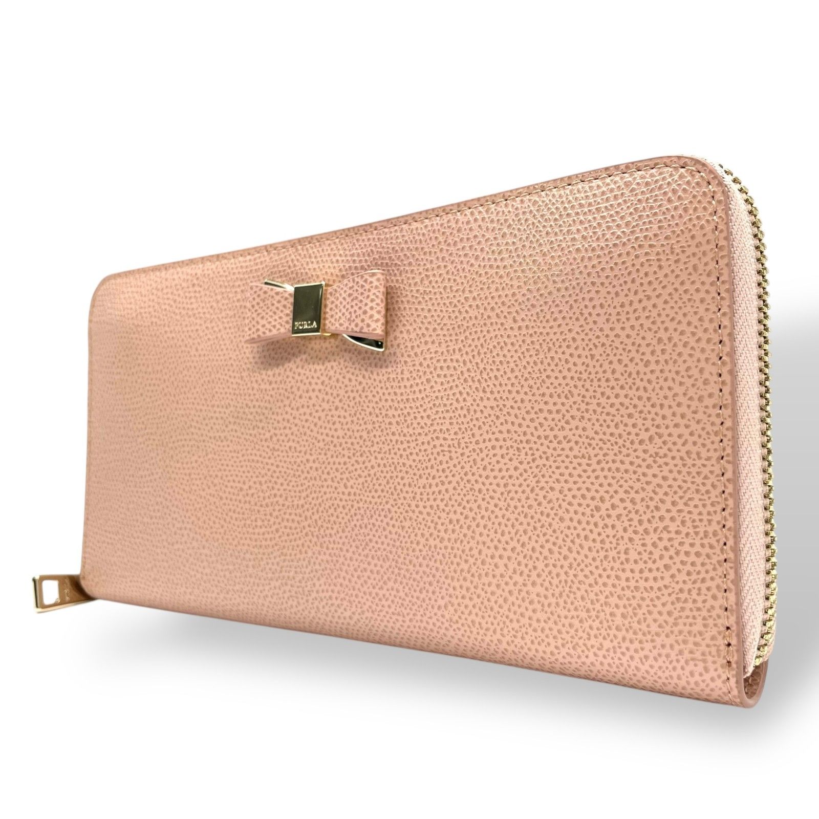 ♥級 フルラ FURLA 長財布 バビロン リボンモチーフ ピンク レザー ラウンドファスナー ラウンドジップ 5