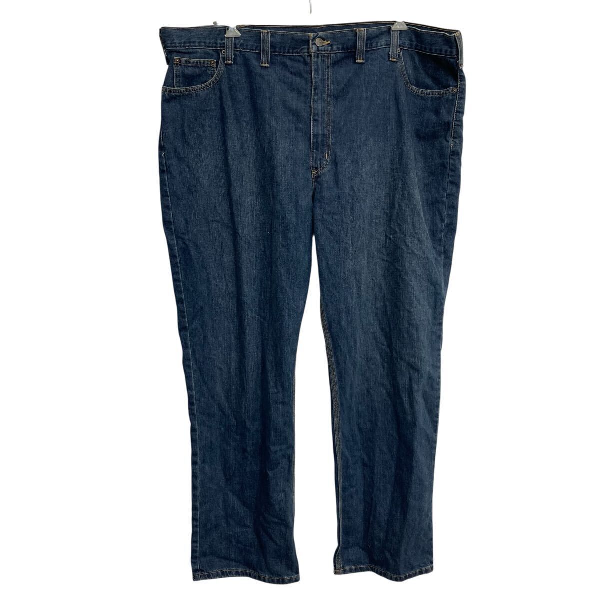carhartt デニムパンツ W46 インディゴブルー カーハート ジップアップ ビッグサイズ ジーンズ バギー 古着卸 アメリカ仕入 2507-81