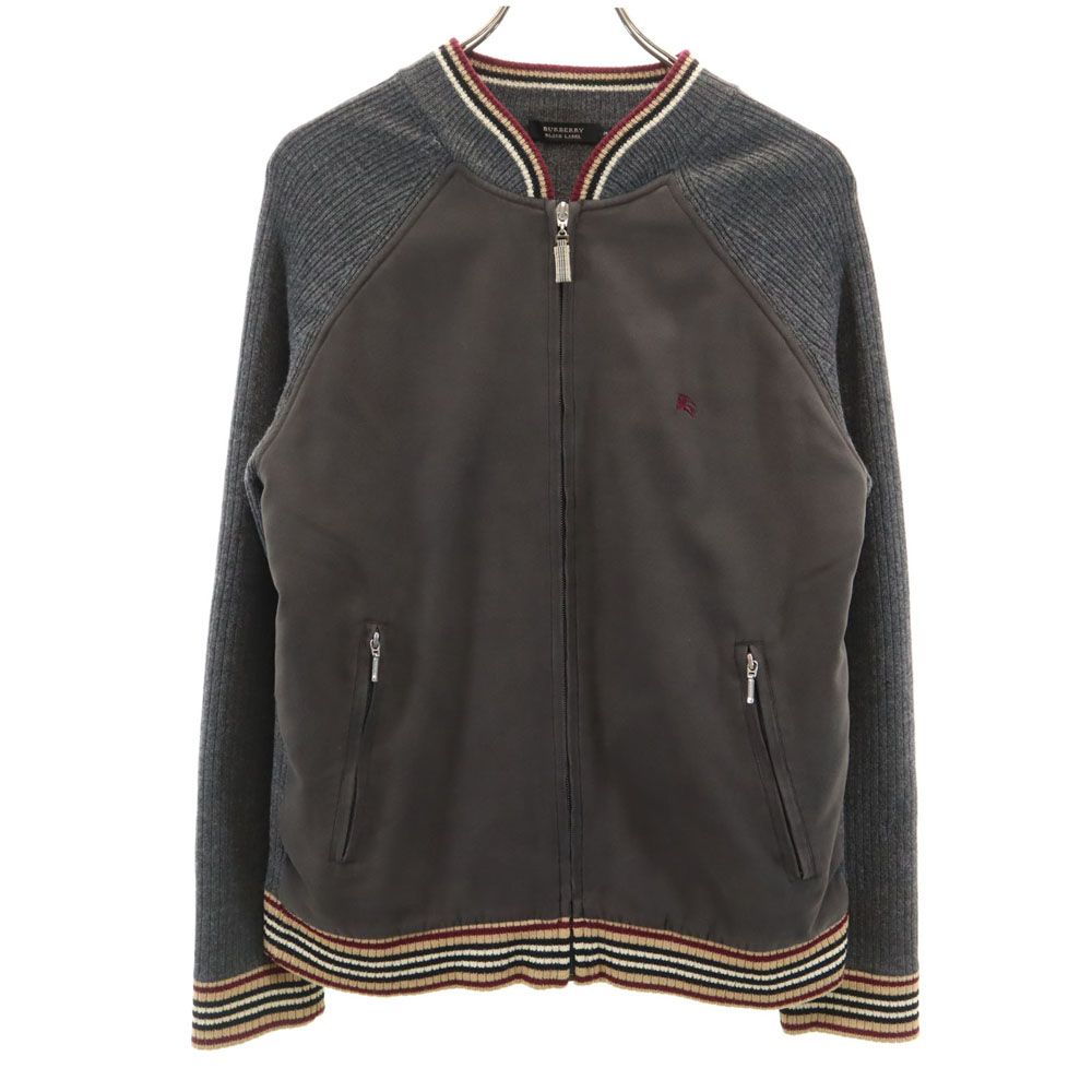BURBERRY BLACK LABEL バーバリーブラックレーベル スエード切り替え ブルゾン 2 グレー 三陽商会 メンズ 古着