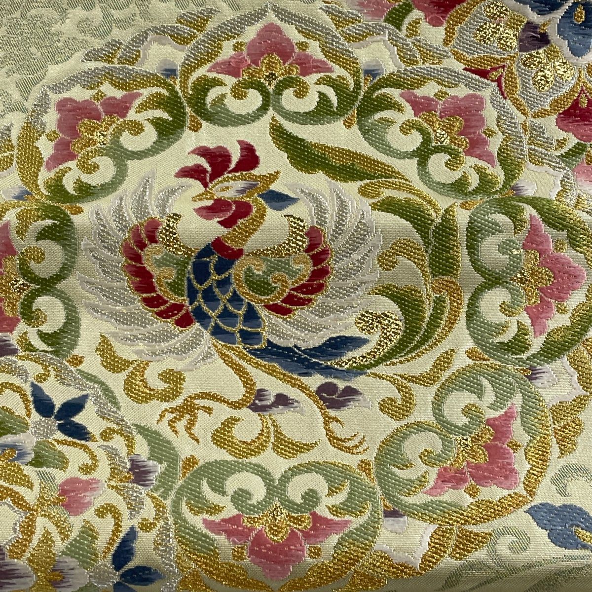 袋帯 美品 秀品 華文 花鳥 金銀糸 箔 金色 六通 正絹 【中古】