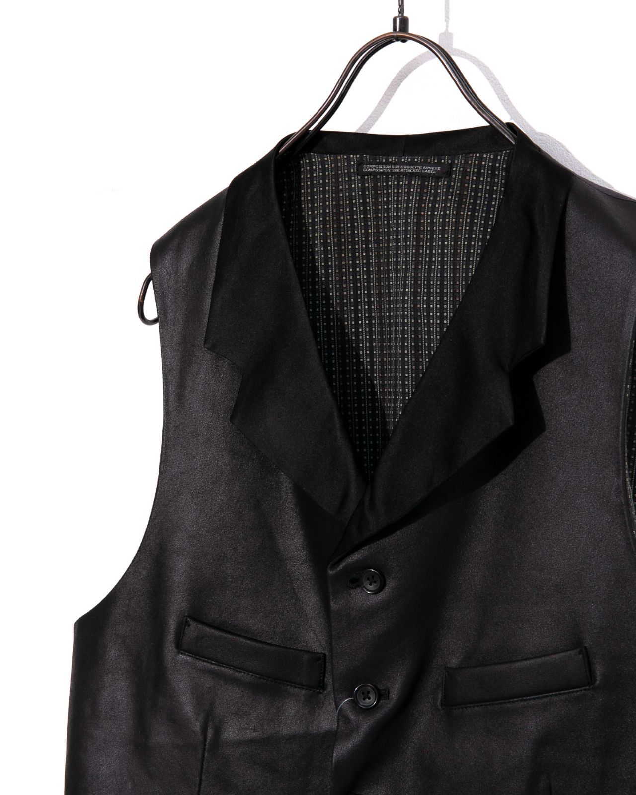 希少　ヨウジヤマモト 22AWレザーベスト HE-V10-812-1-03 Yohji Yamamoto POUR HOMME ヨウジヤマモト プールオム LAPEL