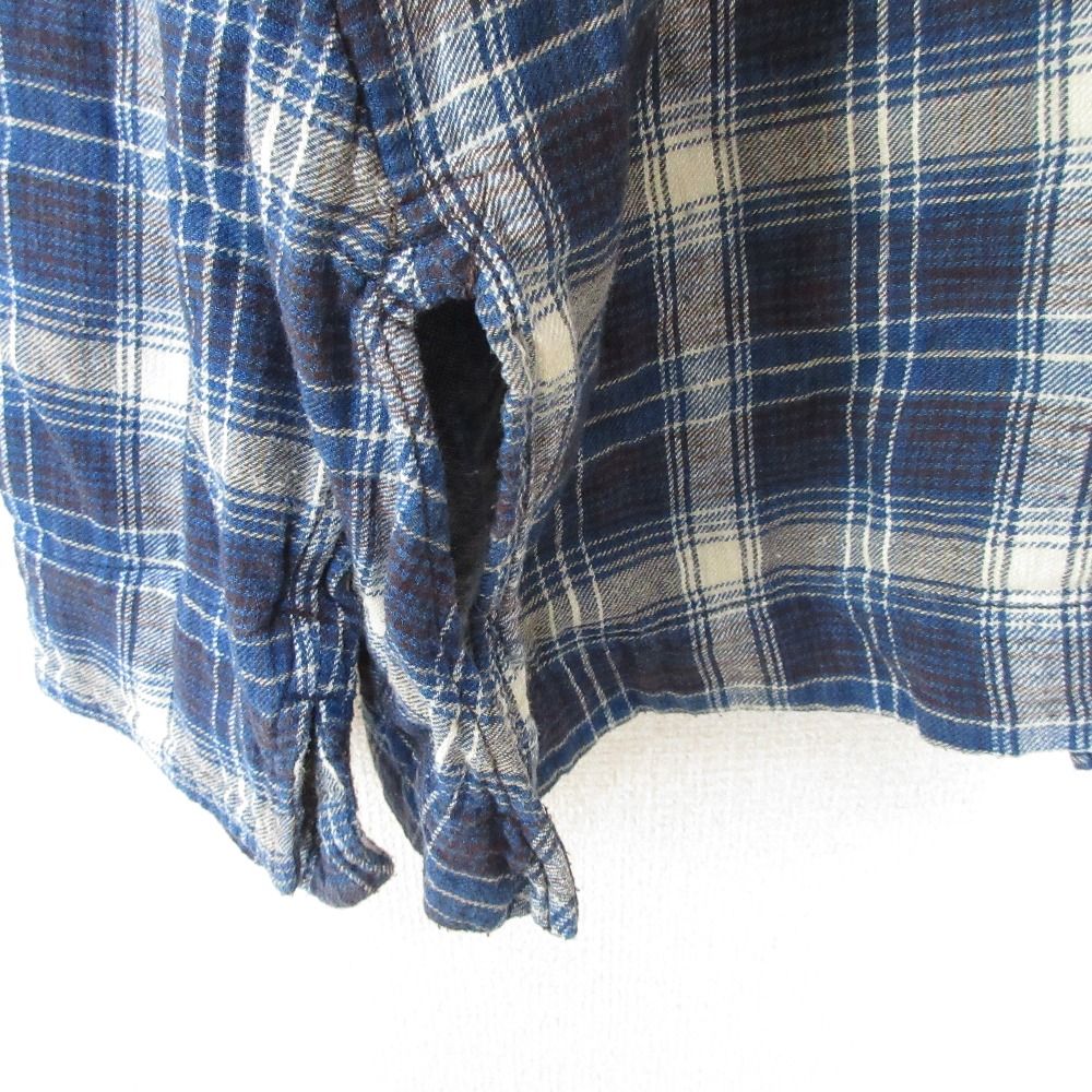 45R藍ざっくりネルのフリルTシャツ 45R藍ざっくりネルのフリルTシャツ