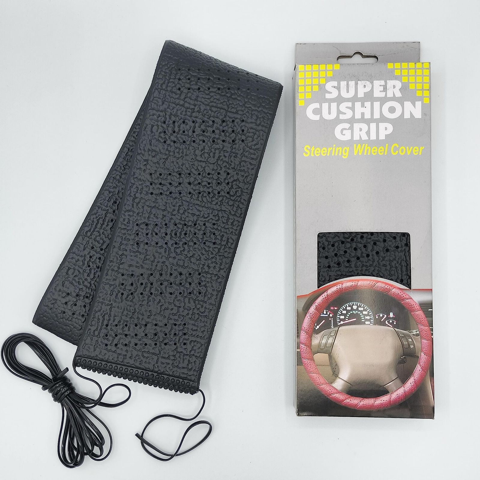 新品 SUPER CUSHION GRIP ハンドルカバー GarageSS スポーツグリップ 巻き付けタイプ 裁縫不要 ステアリングホイールカバー パワーグリップ USDM (ブラック(4mm))