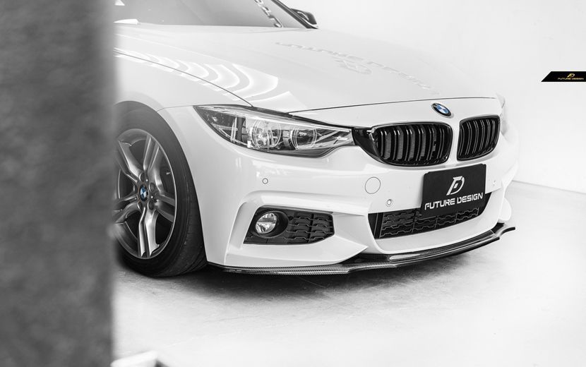 【FUTURE DESIGN】BMW 4シリーズ F32 F33 F36 Mスポーツ フロントバンパー用カーボン リップスポイラー 本物DryCarbon ドライカーボン カスタム エアロ
