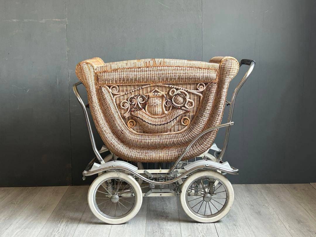 希少 乳母車 ラタン 籐 ベビーカー アンティーク ヴィンテージ レトロ ng