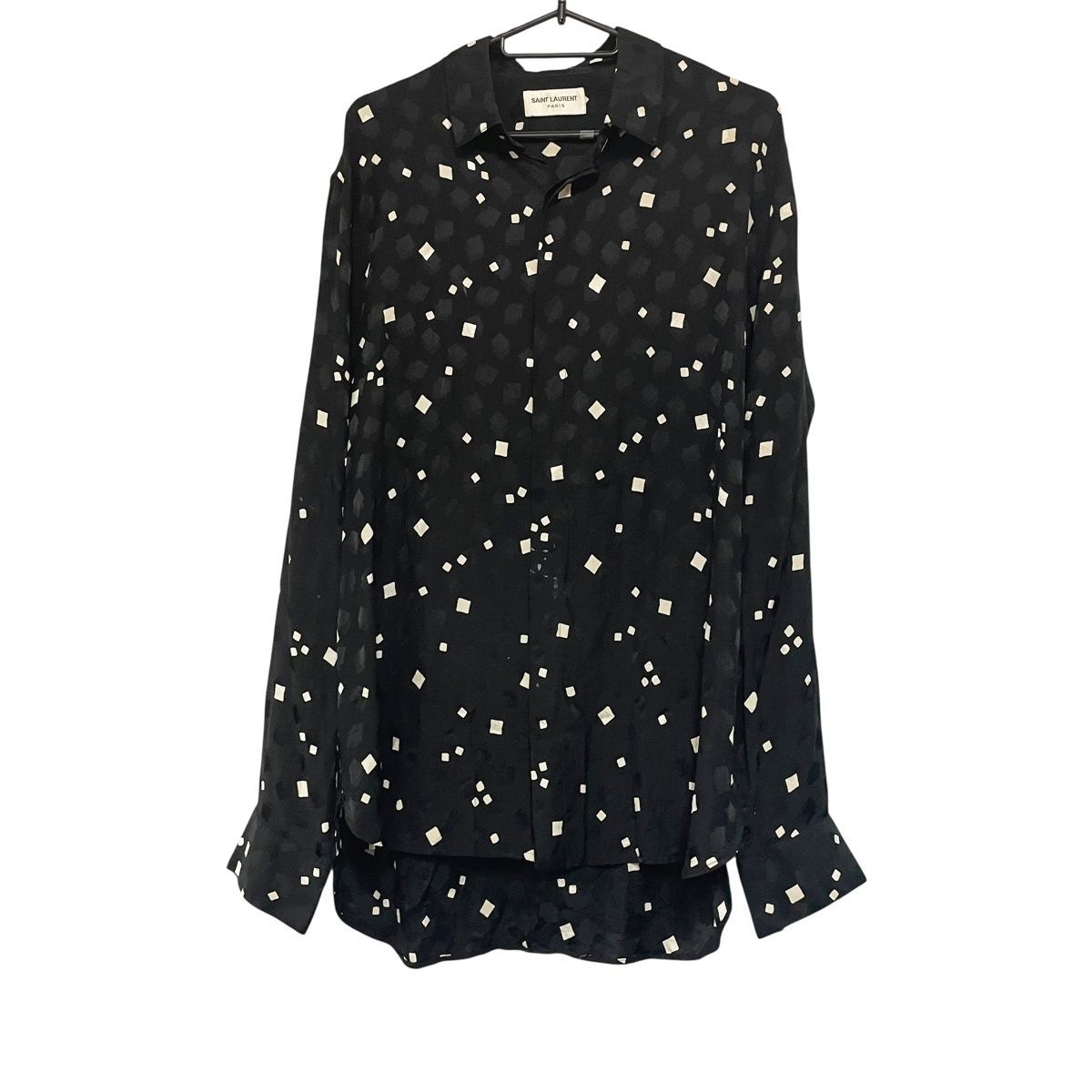 Saint Laurent サンローラン シルクシャツ ブラック 黒 564172 サイズ40 メンズ 長袖 袖ボタン欠損 25015403MY