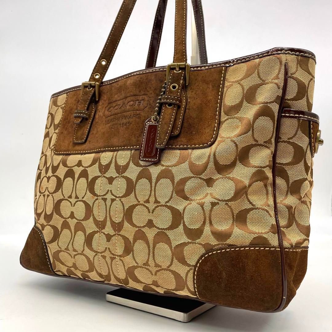 COACH コーチ 肩掛け トートバッグ シグネチャー キャンバス スエード COACH コーチ トートバッグ シグネチャー A4可能 大容量 スエード